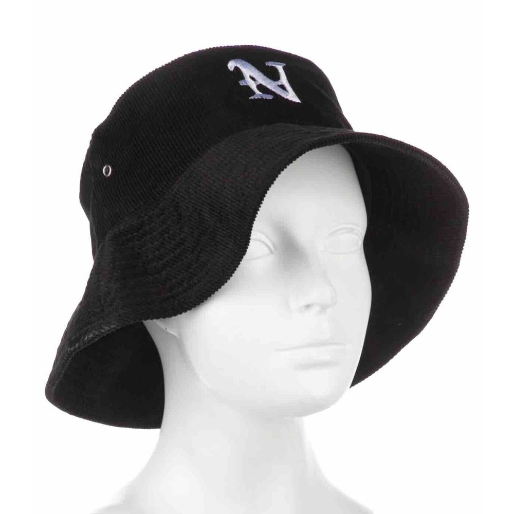 NAHMIAS Corduroy Bucket Hat Size One Size Black‎ Cotton Logo Letter Embroidered